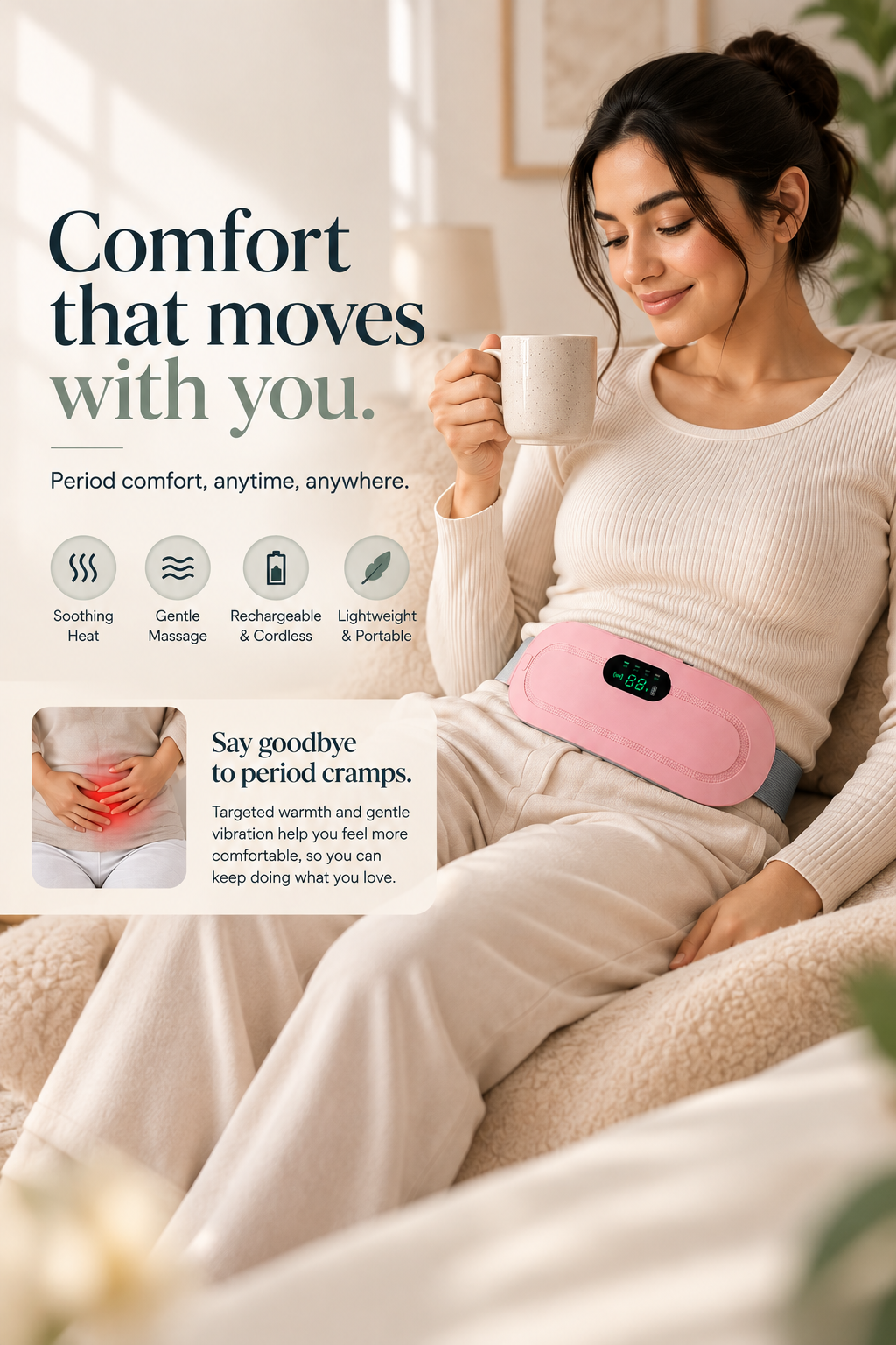 HerCare Heat & Massage Period & Back Pain Relief Belt